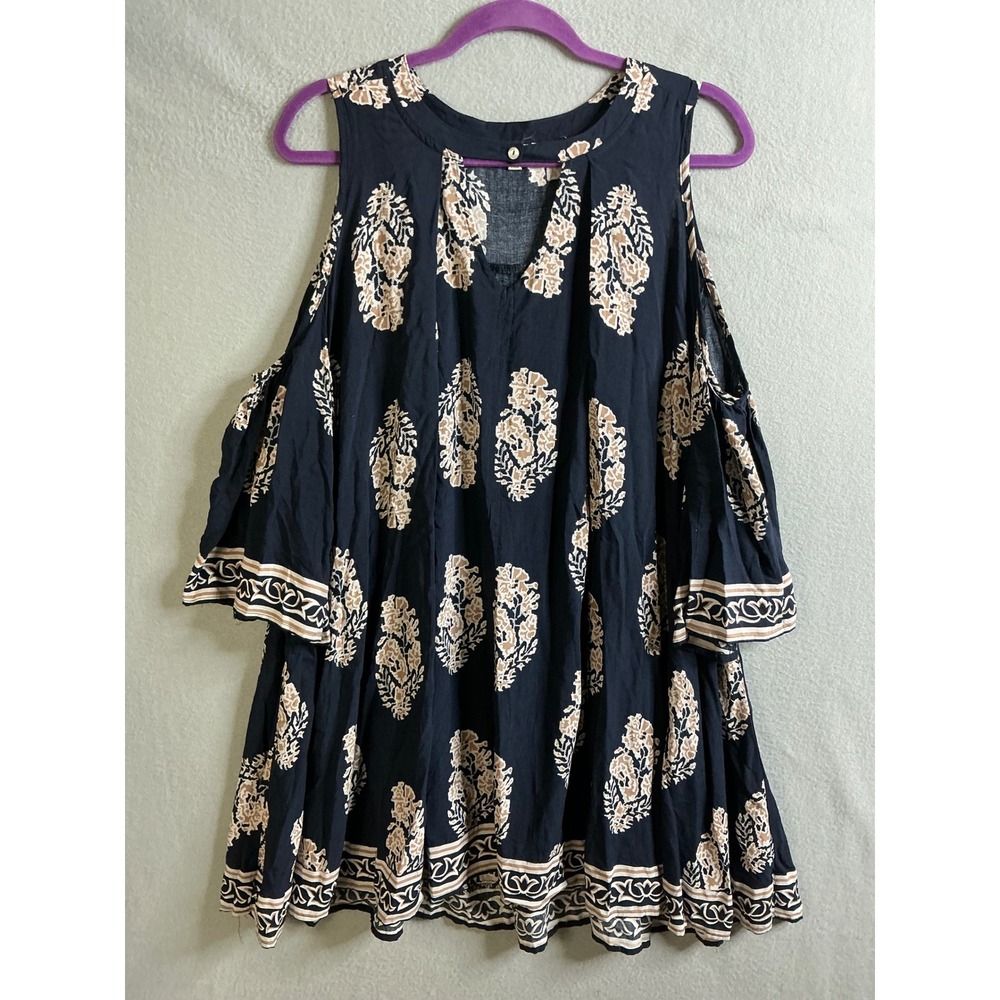 Kori America Cold Shoulder Dress Women's‎ Small Floral Print Casual Mini Dress